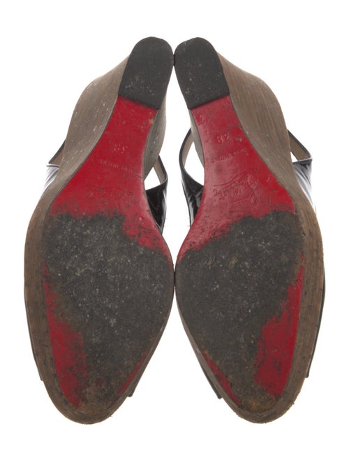 Christian Louboutin Patent Leather Colorblock Pattern Slingback Pumps