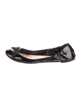 Christian Louboutin Patent Leather Bow Accents Ballet Flats