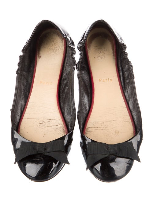 Christian Louboutin Patent Leather Bow Accents Ballet Flats