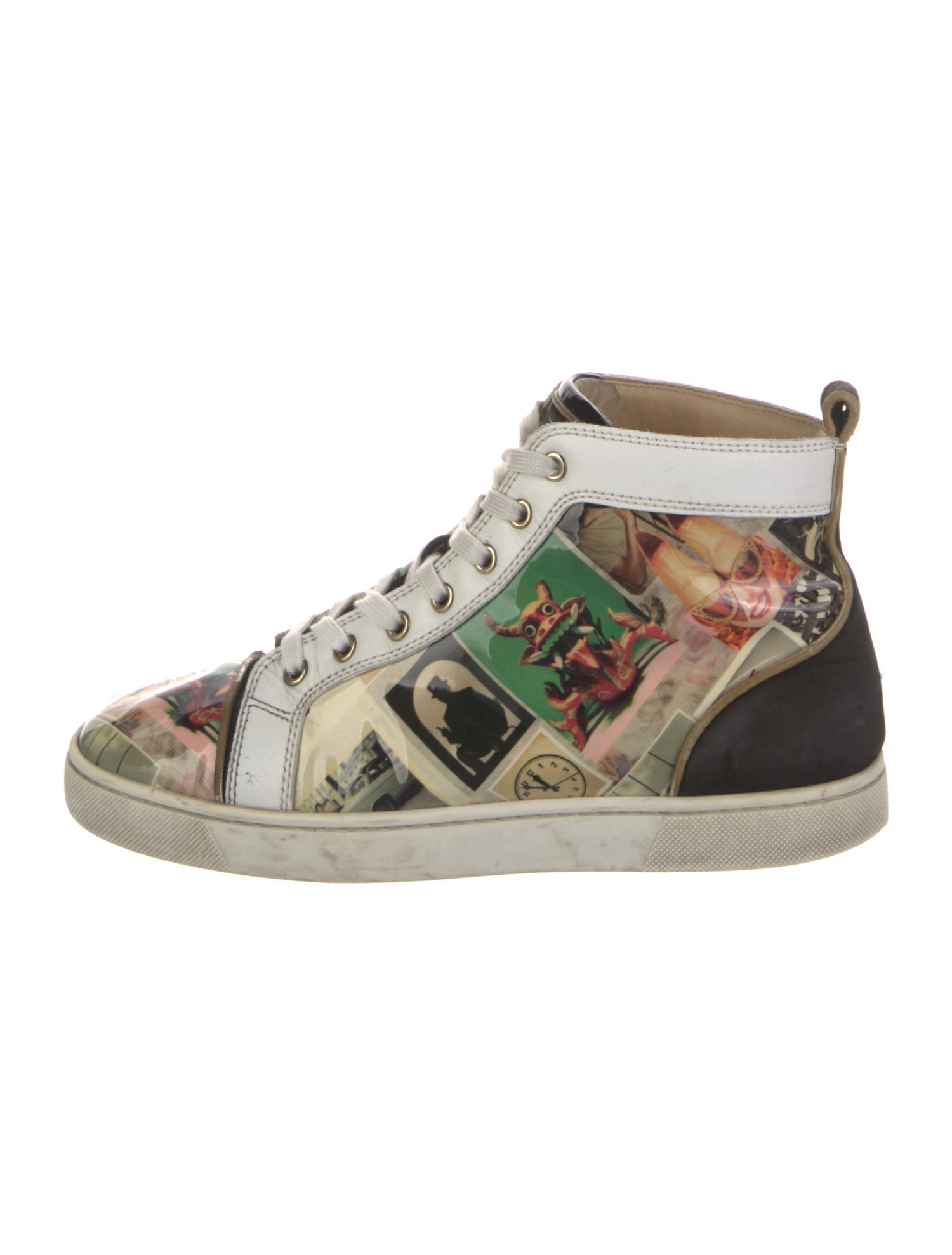Christian Louboutin Patent Leather Graphic Print Sneakers