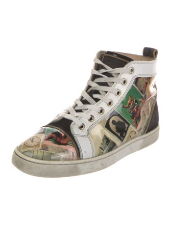 Christian Louboutin Patent Leather Graphic Print Sneakers