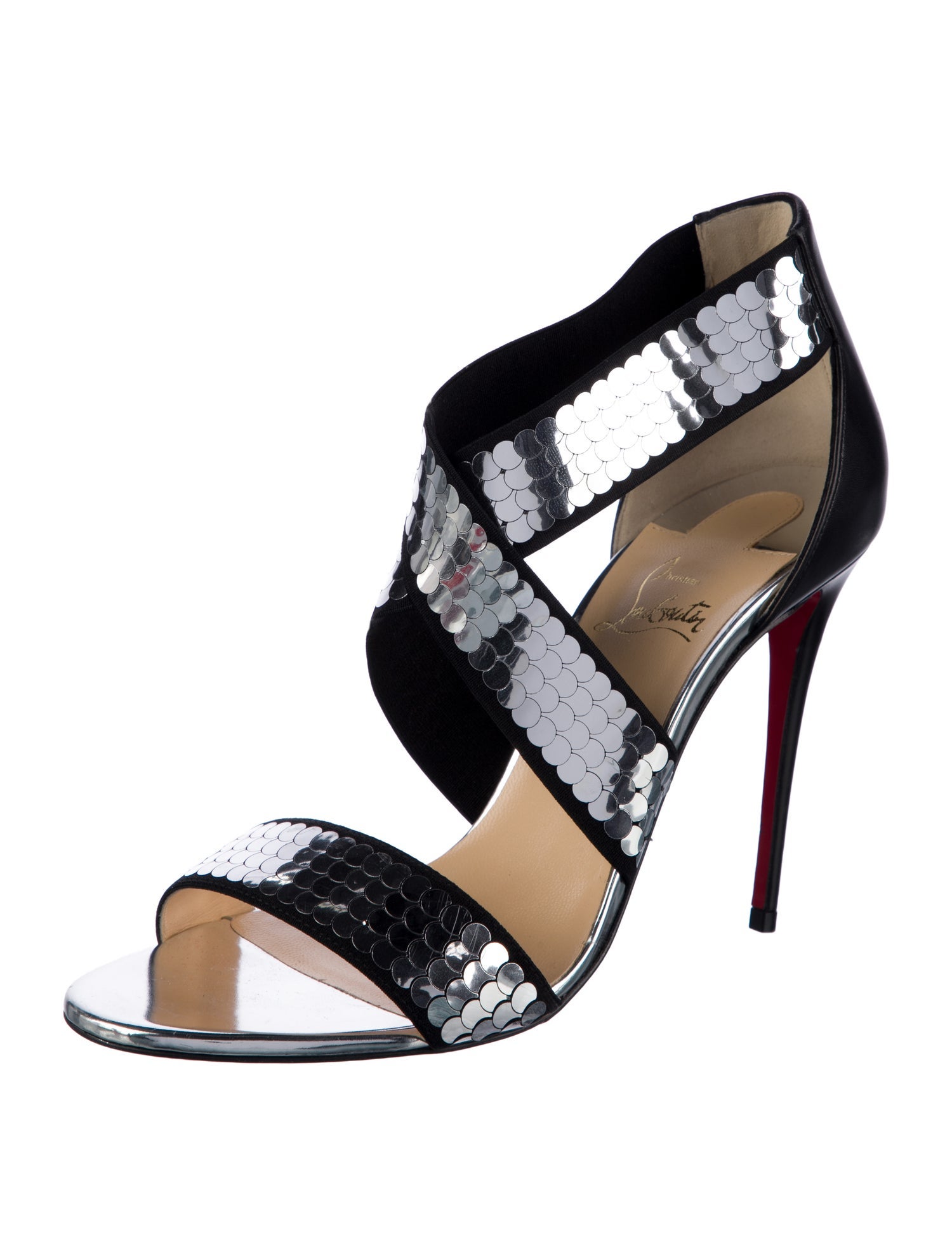 Christian Louboutin Leather Sequin Embellishments Sandals