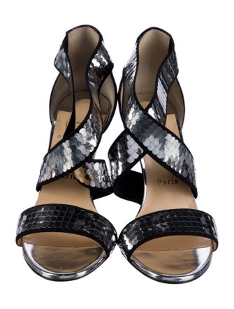 Christian Louboutin Leather Sequin Embellishments Sandals