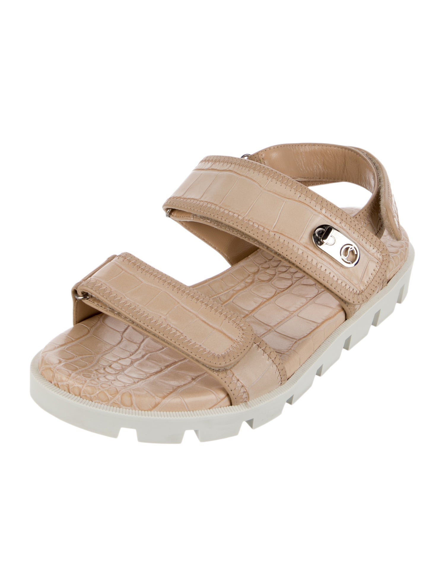 Christian Louboutin Embossed Leather Colorblock Pattern Sandals