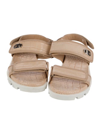 Christian Louboutin Embossed Leather Colorblock Pattern Sandals