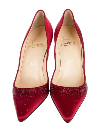 Christian Louboutin Satin Studded Accents Pumps