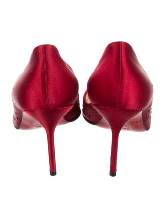Christian Louboutin Satin Studded Accents Pumps