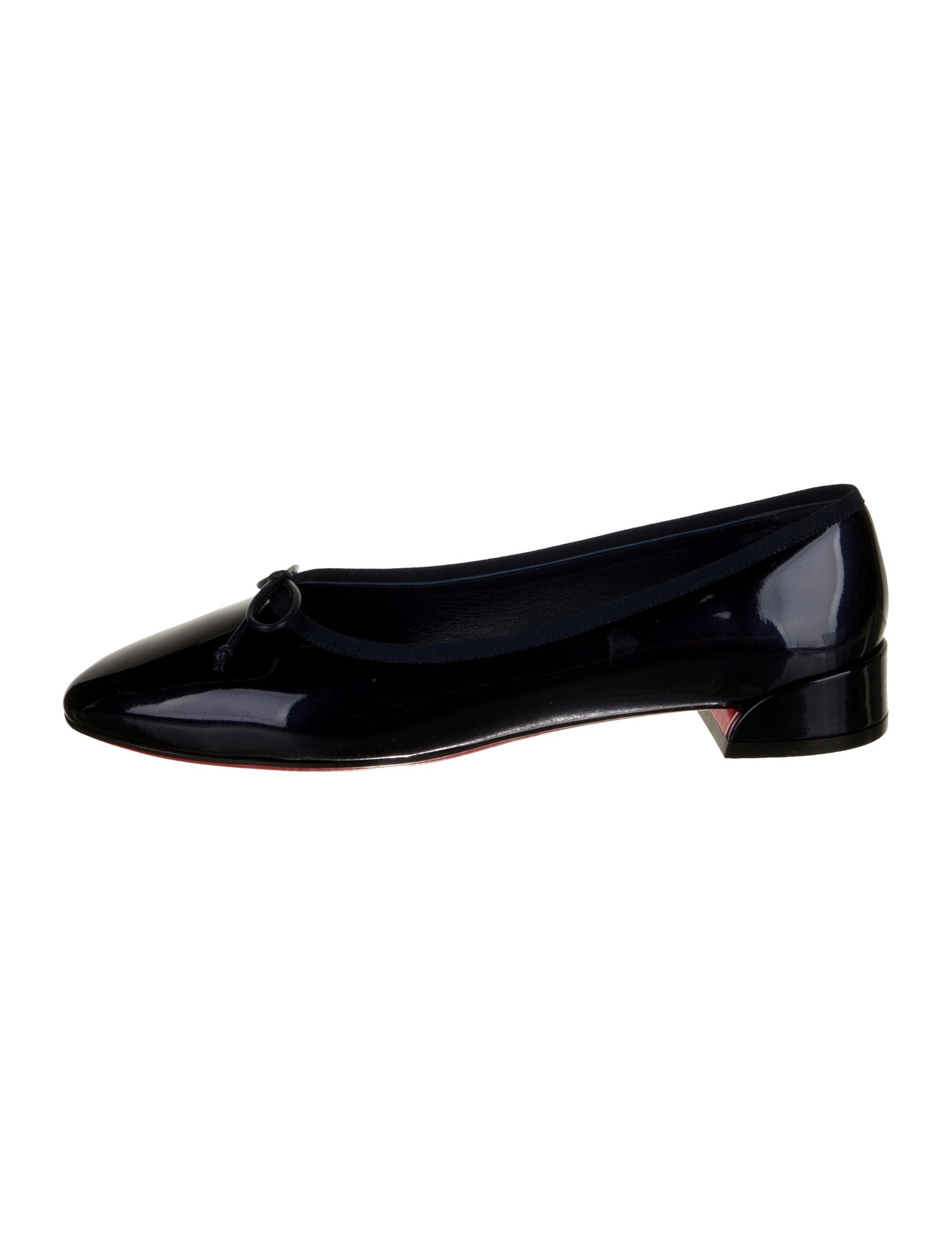 Christian Louboutin Patent Leather Bow Accents Ballet Flats