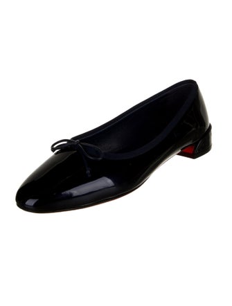 Christian Louboutin Patent Leather Bow Accents Ballet Flats