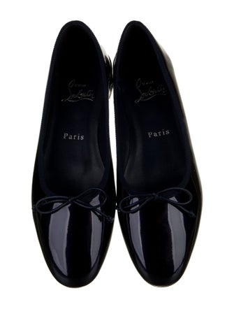 Christian Louboutin Patent Leather Bow Accents Ballet Flats