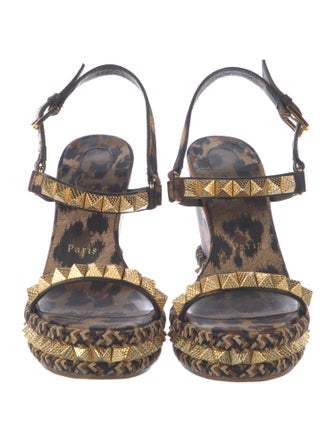 Christian Louboutin Rockstud Accents Printed Espadrilles