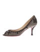 Christian Louboutin Printed Embroidered Accent D'Orsay Pumps