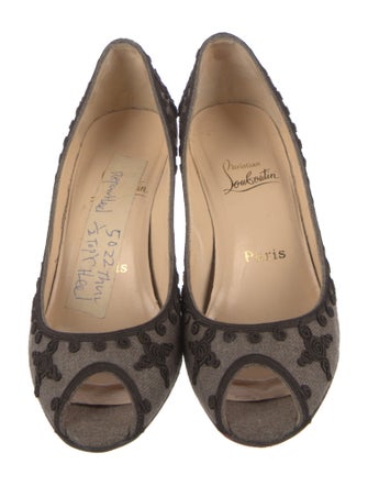 Christian Louboutin Printed Embroidered Accent D'Orsay Pumps