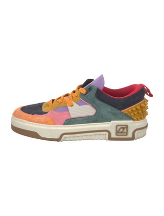 Christian Louboutin Suede Colorblock Pattern Sneakers