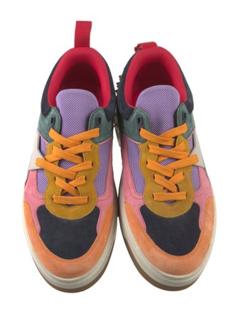 Christian Louboutin Suede Colorblock Pattern Sneakers