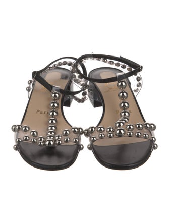 Christian Louboutin Leather Studded Accents T-Strap Sandals