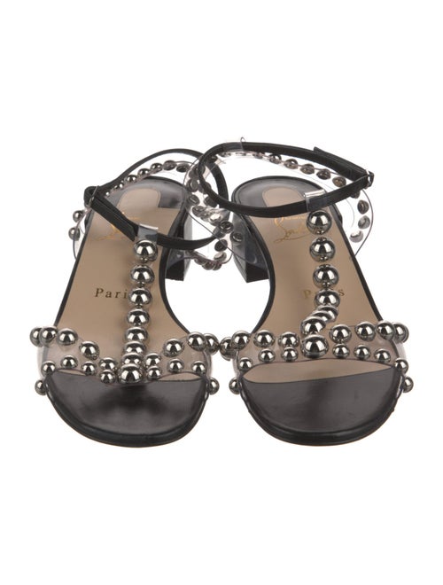 Christian Louboutin Leather Studded Accents T-Strap Sandals