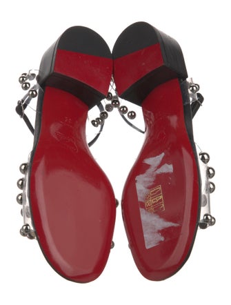 Christian Louboutin Leather Studded Accents T-Strap Sandals