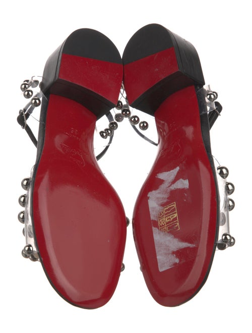 Christian Louboutin Leather Studded Accents T-Strap Sandals
