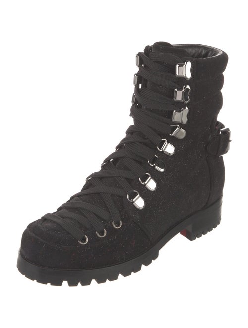Christian Louboutin Suede Glitter Accents Combat Boots