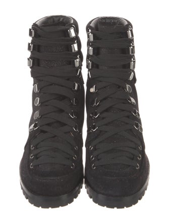 Christian Louboutin Suede Glitter Accents Combat Boots
