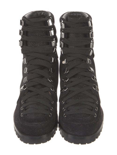 Christian Louboutin Suede Glitter Accents Combat Boots