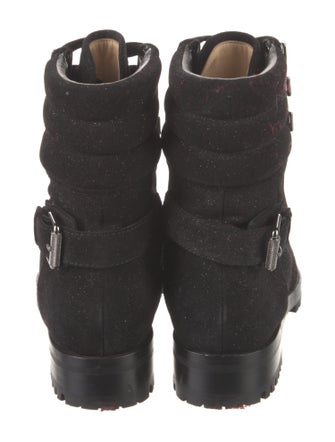 Christian Louboutin Suede Glitter Accents Combat Boots