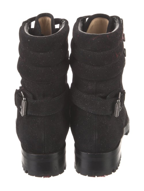 Christian Louboutin Suede Glitter Accents Combat Boots