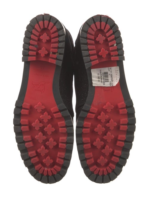 Christian Louboutin Suede Glitter Accents Combat Boots
