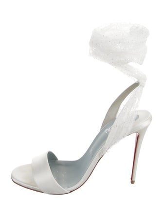 Christian Louboutin Satin Mesh Accents Slingback Sandals