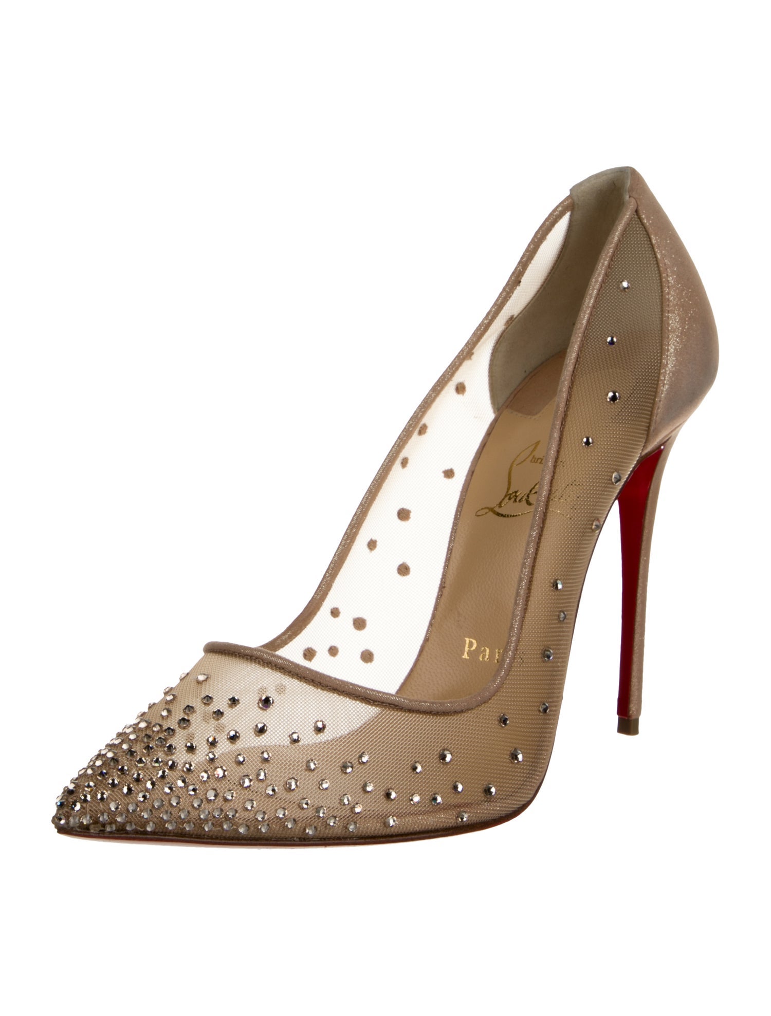 Christian Louboutin Mesh Crystal Embellishments Pumps