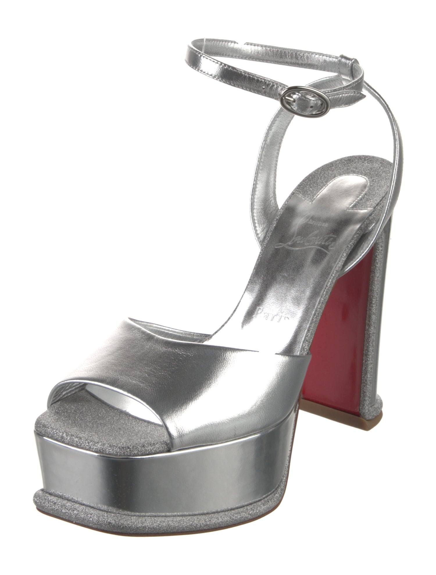 Christian Louboutin Leather Glitter Accents Sandals