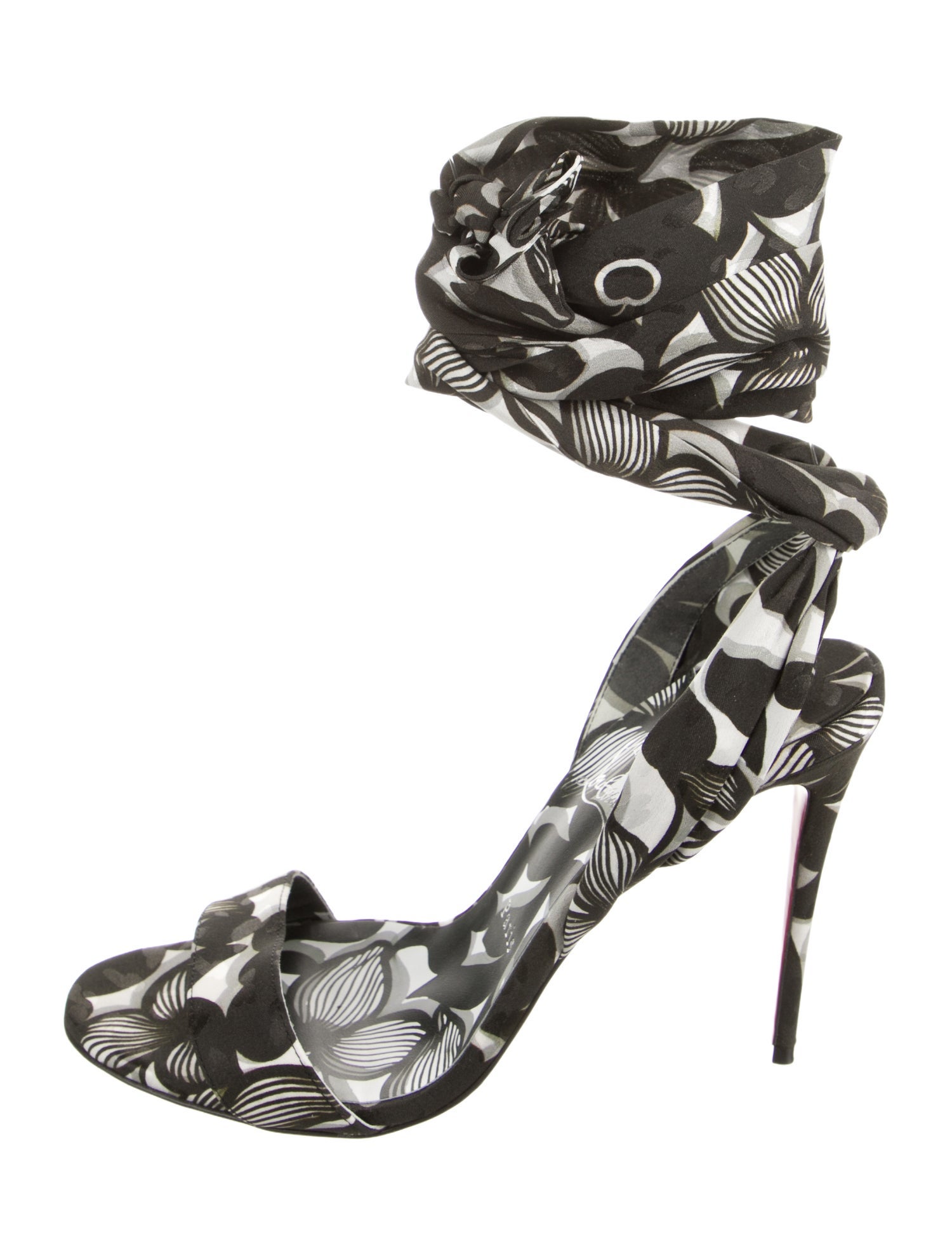 Christian Louboutin Satin Printed Gladiator Sandals