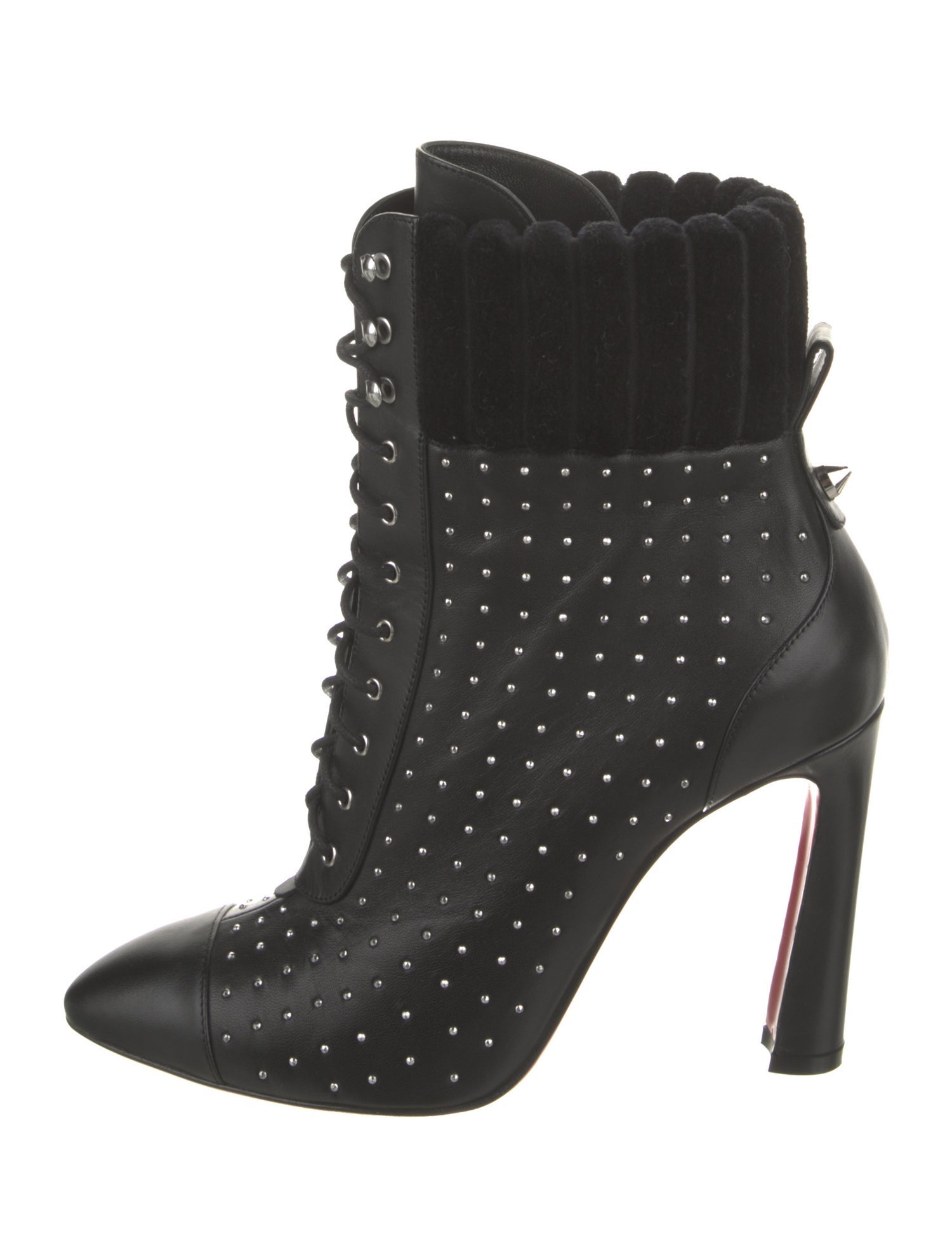 Christian Louboutin Spike Accents Leather Lace-Up Boots