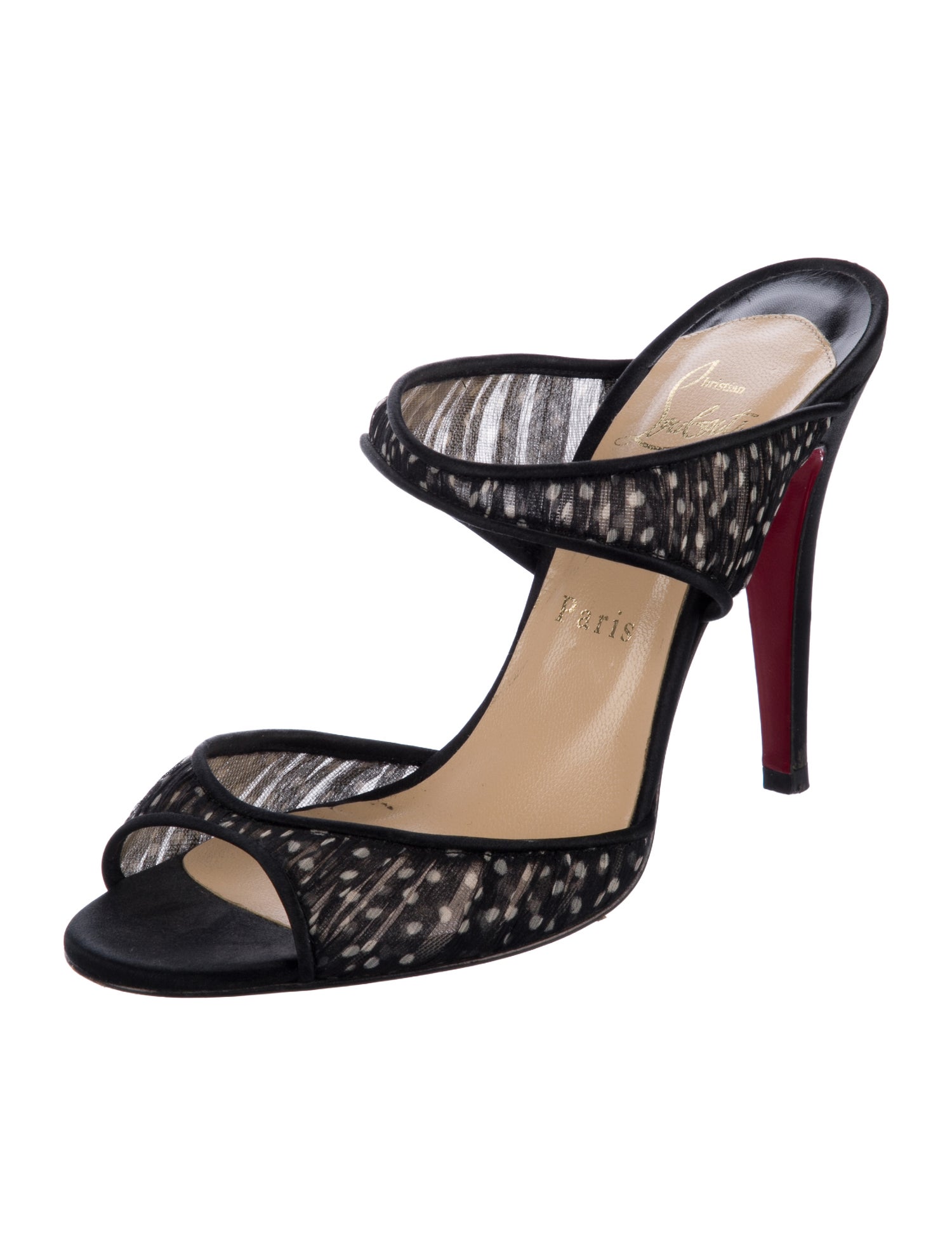 Christian Louboutin Mesh Polka Dot Print Slides