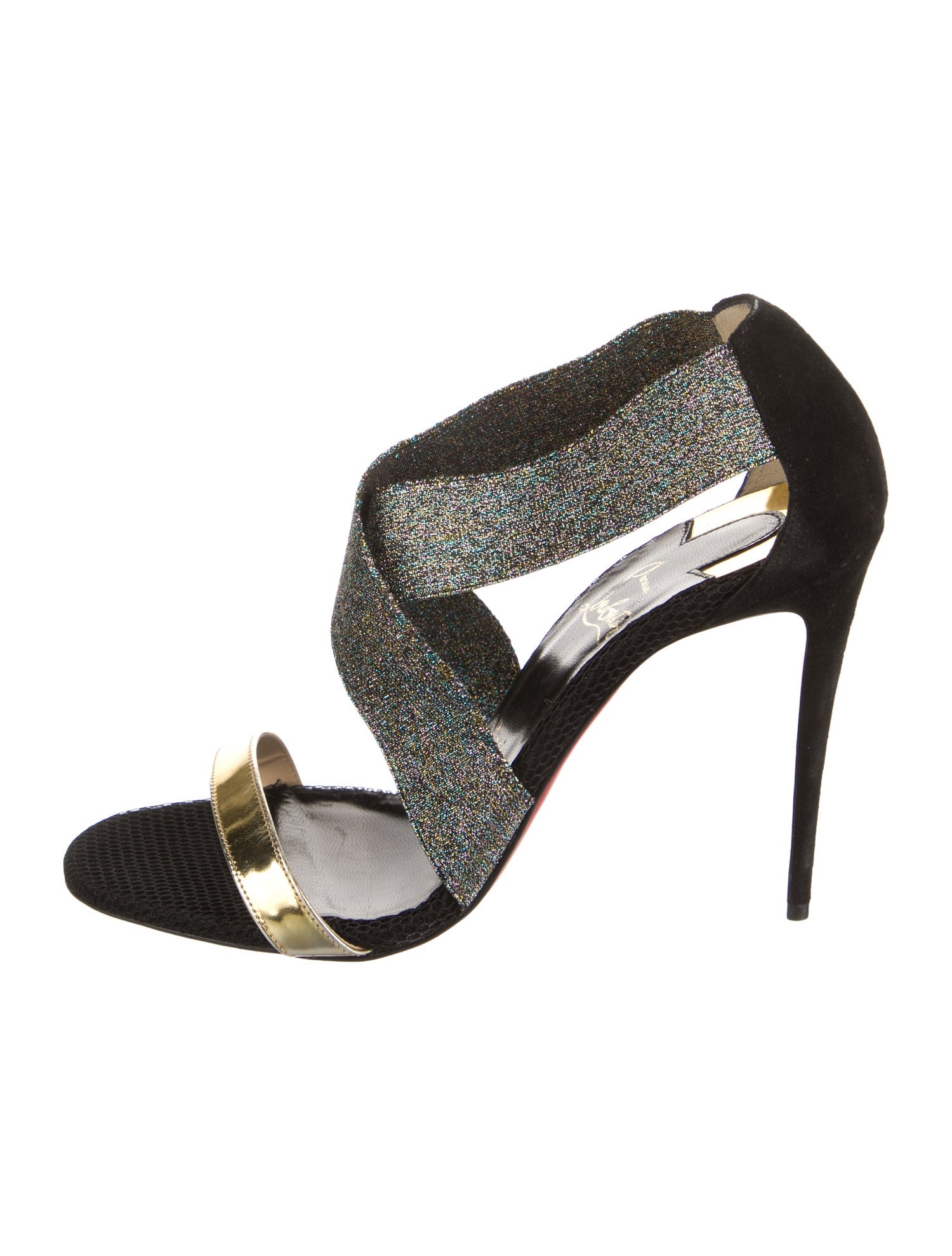 Christian Louboutin Suede Mesh Accents Slingback Sandals