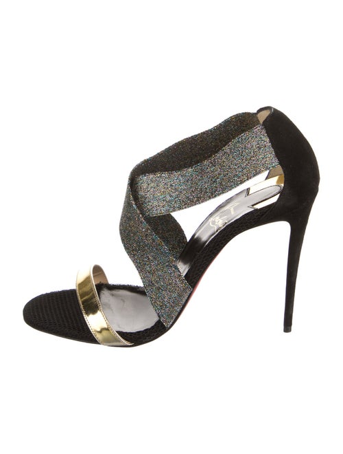Christian Louboutin Suede Mesh Accents Slingback Sandals