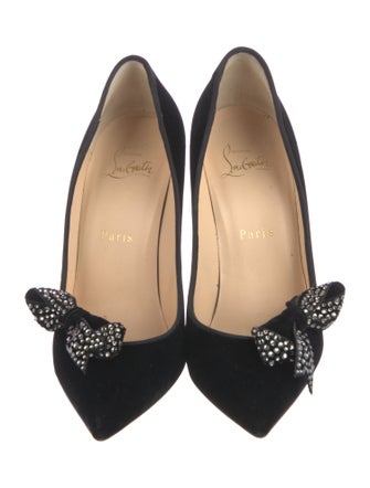 Christian Louboutin Velvet Bow Accents Pumps