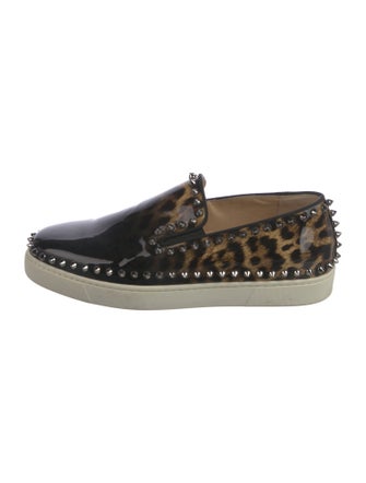 Christian Louboutin Spike Accents Patent Leather Loafers