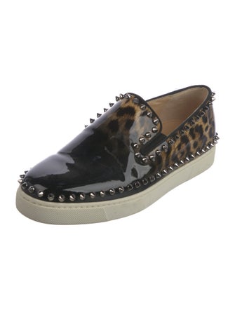 Christian Louboutin Spike Accents Patent Leather Loafers