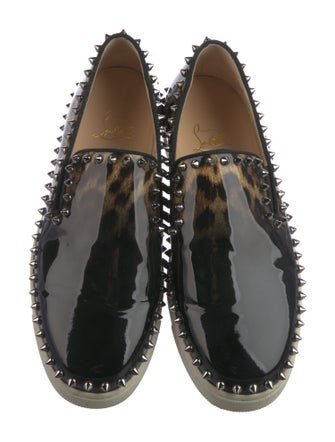 Christian Louboutin Spike Accents Patent Leather Loafers