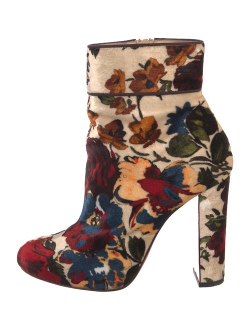 Christian Louboutin Velvet Floral Print Boots