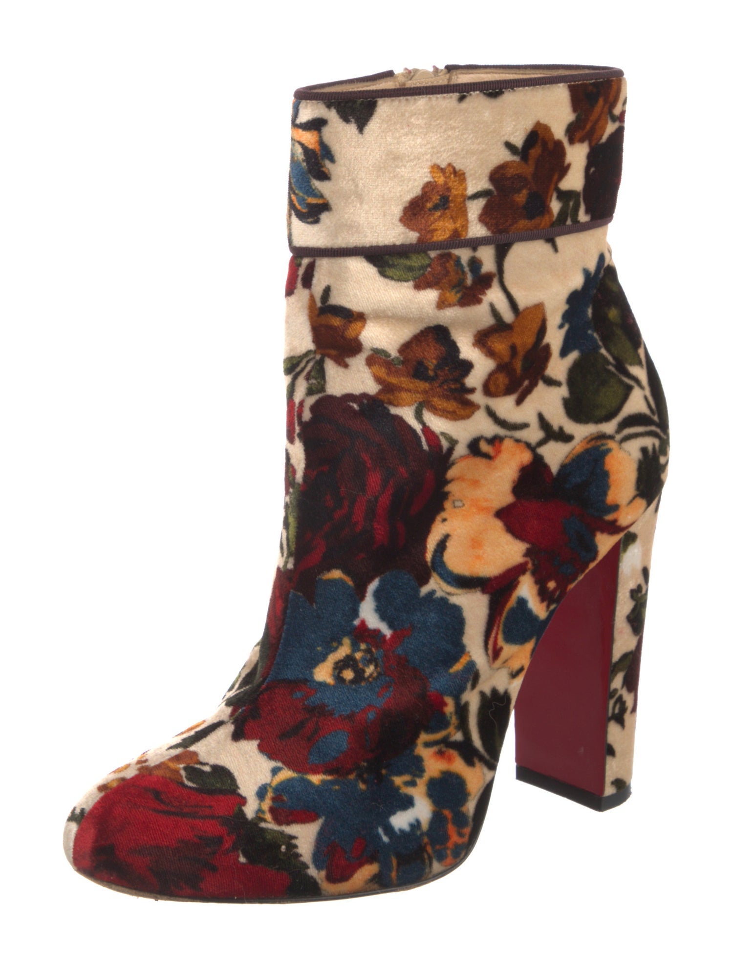 Christian Louboutin Velvet Floral Print Boots