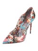 Christian Louboutin Patent Leather Floral Print Slingback Pumps