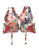 Christian Louboutin Patent Leather Floral Print Slingback Pumps
