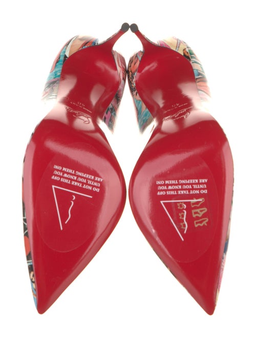 Christian Louboutin Patent Leather Floral Print Slingback Pumps