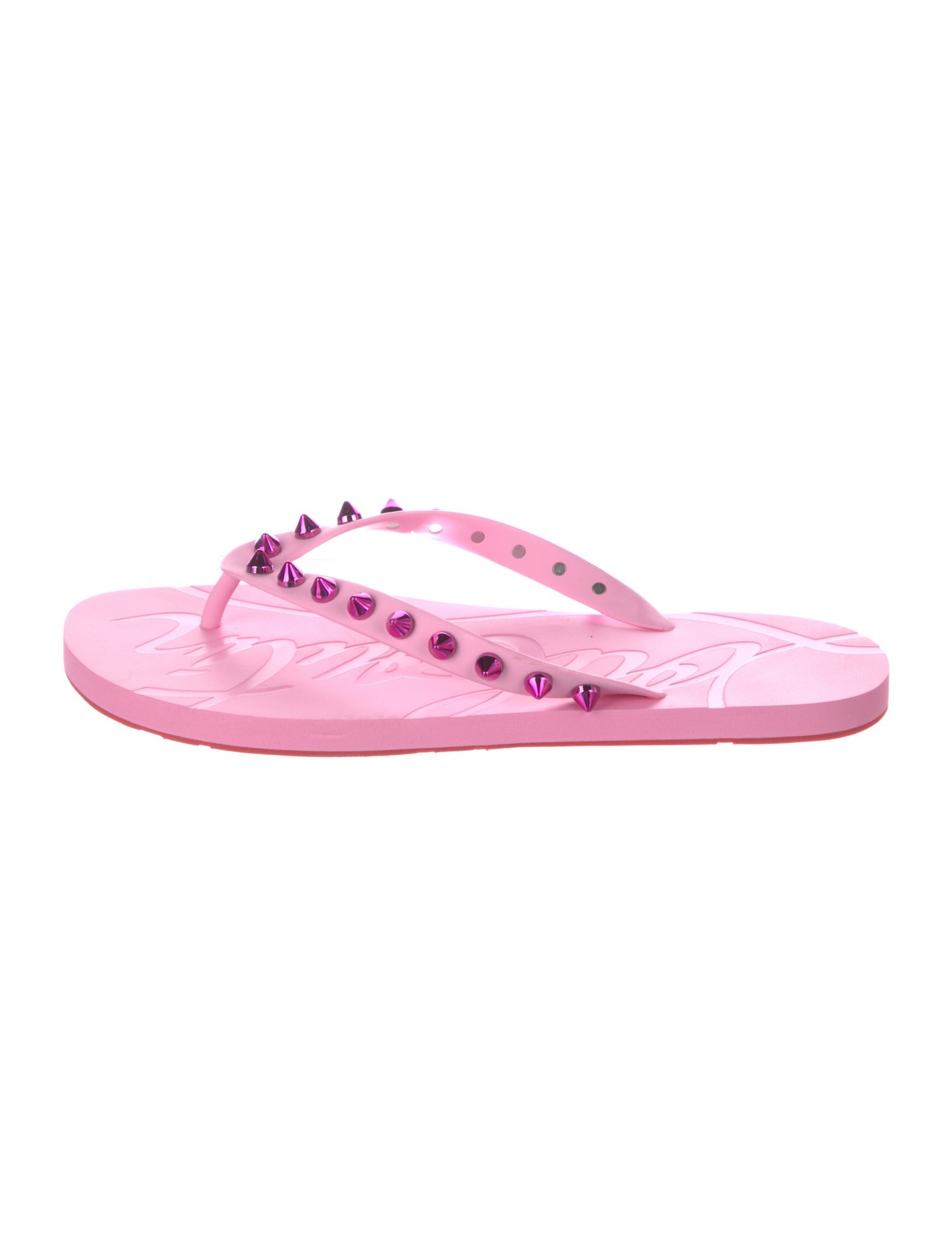 Christian Louboutin Spike Accents Rubber Flip Flops