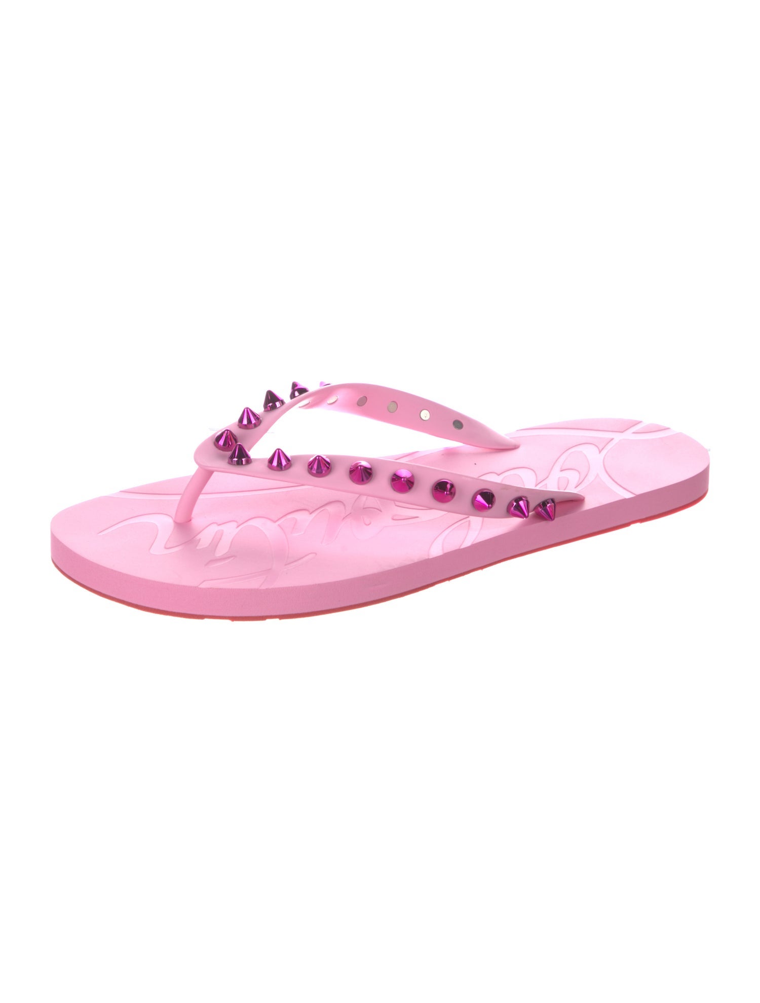 Christian Louboutin Spike Accents Rubber Flip Flops
