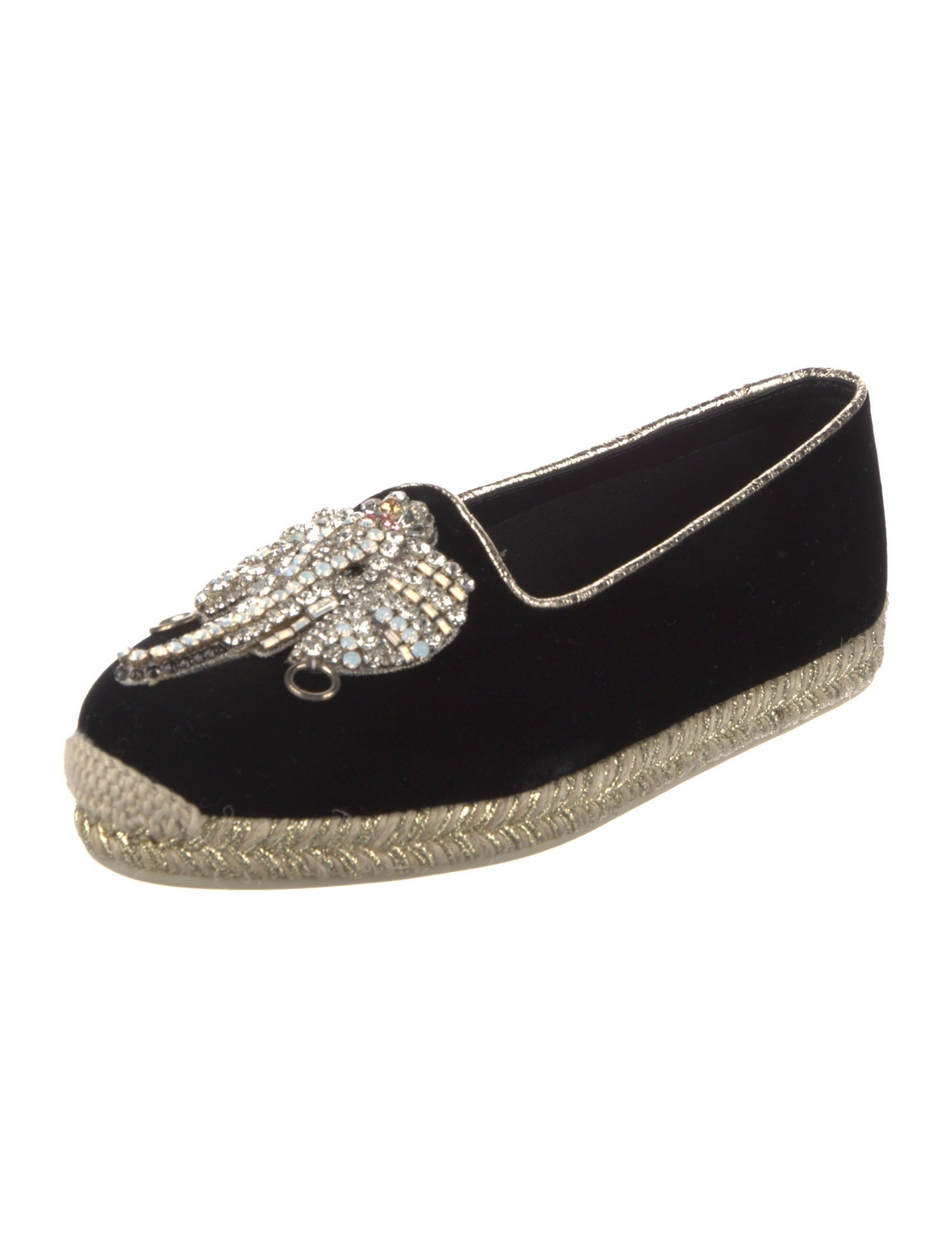 Christian Louboutin Velvet Crystal Embellishments Espadrilles w/ Tags