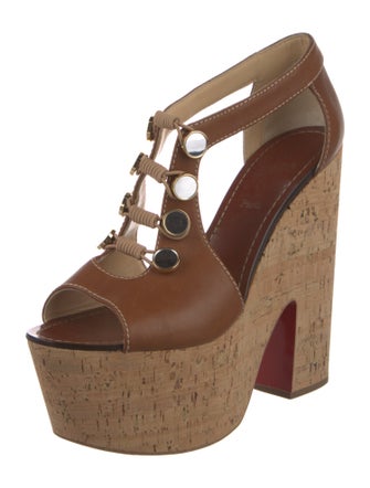 Christian Louboutin Leather Cutout Accent Sandals